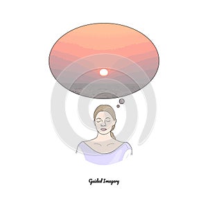 Guided Imagery. Deep Relaxation Techniques. Vector photo