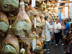 Guided tour inside a ham factory on the occasion of the annual f