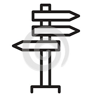 Guidepost line isolated vector icon can be easily modified and edit