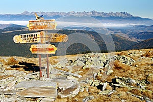 Guidepost in Tatra national park