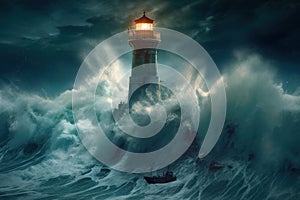 Guiding Light Amidst the Storm: Sea Lighthouse - AI