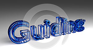 Guiding word in blue glossy letters