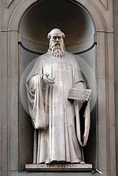 Guido Aretino, statue in the Niches of the Uffizi Colonnade in Florence