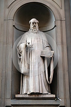 Guido Aretino, statue in the Niches of the Uffizi Colonnade in Florence, Italy