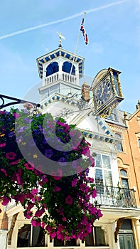 Guildford clock and flowers
