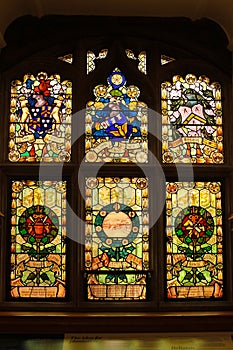 Guildhall. stained glass windows. Derry Londonderry. Northern Ireland. United Kingdom