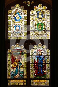 Guildhall. stained glass windows. Derry Londonderry. Northern Ireland. United Kingdom