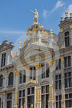 Guildhalls on the Grand Place of Brussels in Belgium.