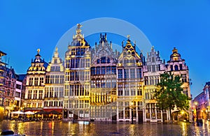 Guildhalls on the Grote Markt Square in Antwerp, Belgium