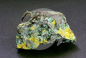 Guilleminite and Derricksite radioactive mineral sample. photo