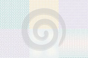 Guilloche background. Seamless line holographic watermark pattern. Diploma and voucher graphic protection. Banknote or certificate