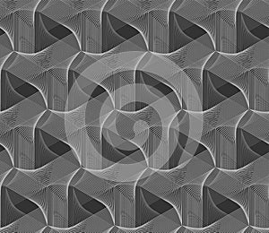 Guilloche grey 3d grid background. Guilloche vector seamless pattern with thin lines