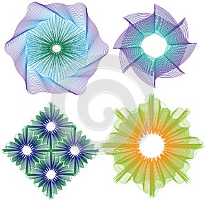 Guilloche Pattern Rosette for Certificate Colorful watermarks
