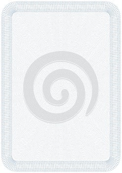 Guilloche rectangle pattern. Vertical vector format for printing on A4 sheet. Blank guilloche template or securities, diplomas,