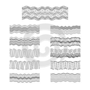 Guilloche vector borders set engraving money pattern texture