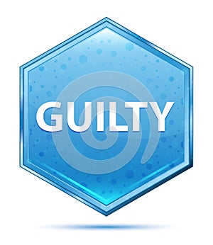 Guilty crystal blue hexagon button