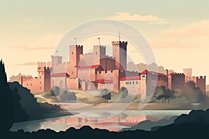 GuimarÃ£es Birthplace of Portugal: Minimalist Depiction of Castle & Ducal Palace photo