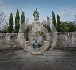 King Afonso Henriques Statue Afonso I of Portugal, sculpted by Soares dos Reis in 1887 - Guimaraes, Portugal