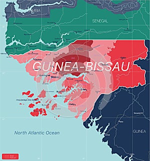 Guinea-Bissau country detailed editable map photo