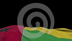 Guinea Bissau fabric flag waving on the wind loop. Guinea Bissau embroidery stiched cloth banner swaying on the breeze. Half-