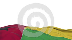 Guinea Bissau fabric flag waving on the wind loop. Guinea Bissau embroidery stiched cloth banner swaying on the breeze. Half-
