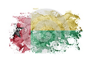 Guinea Bissau flag background painted on white paper with watercolor