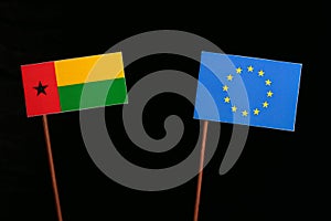Guinea Bissau flag with European Union EU flag on black