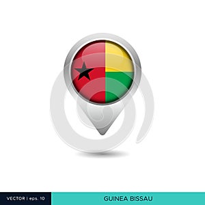 Guinea Bissau flag map pin vector design template.