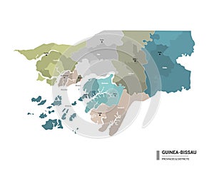 Guinea-Bissau higt detailed map with subdivisions photo