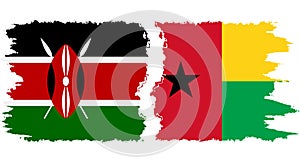 Guinea Bissau and Kenya grunge flags connection vector