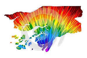 Guinea-Bissau - map is designed rainbow abstract colorful pattern, Republic of Guinea-Bissau map made of color explosion photo