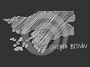 Guinea-Bissau map freehand sketch on black background