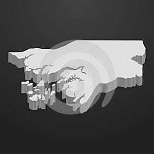 Guinea Bissau map in gray on a black background 3d