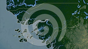 Guinea-Bissau outlined. Physical