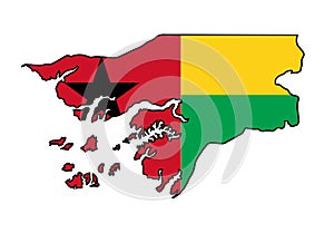 Guinea Bissau Silhouette Map On Flag