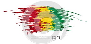 Guinea flag. Brush strokes, grunge. Stripes colors of the guinean flag on a white background. Vector design national poster,