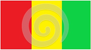 Guinea Flag with three equal vertical bands of red yellow and green