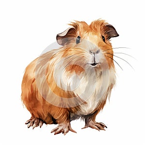 Characterful Guinea Pig Illustration In The Style Of Willem Haenraets