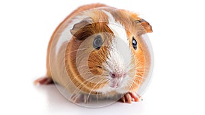 guinea pig closeup shot over white. Generative Ai