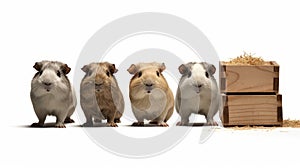 Guinea Pigs Carrying Wooden Box: 8k Resolution, Varying Perspectives