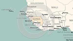 Guinea on the world map