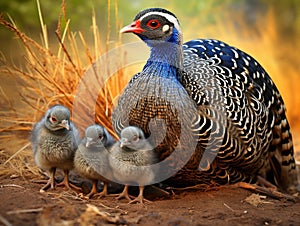 Guineafowl And Chicks