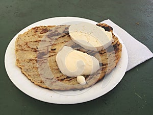 Guirilas Honduras traditional food cream and exotic chesse cuajada