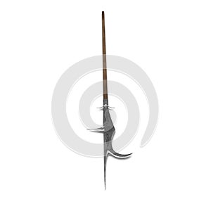 Guisarme Pole Weapon on white. 3D illustration