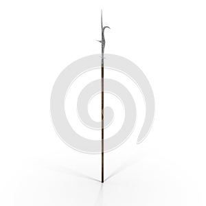 Guisarme Pole Weapon on white. 3D illustration