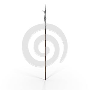 Guisarme Pole Weapon on white. 3D illustration