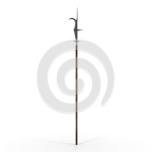 Guisarme Pole Weapon on white. 3D illustration