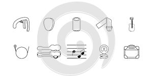 Guitar and accessories pictograms set vector illustration
