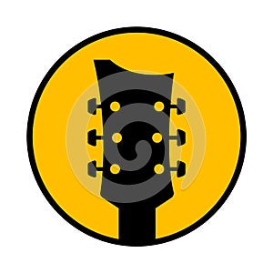 Guitar acoustic pick headstock vector design icon flat logo