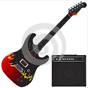 Guitar and amp vector